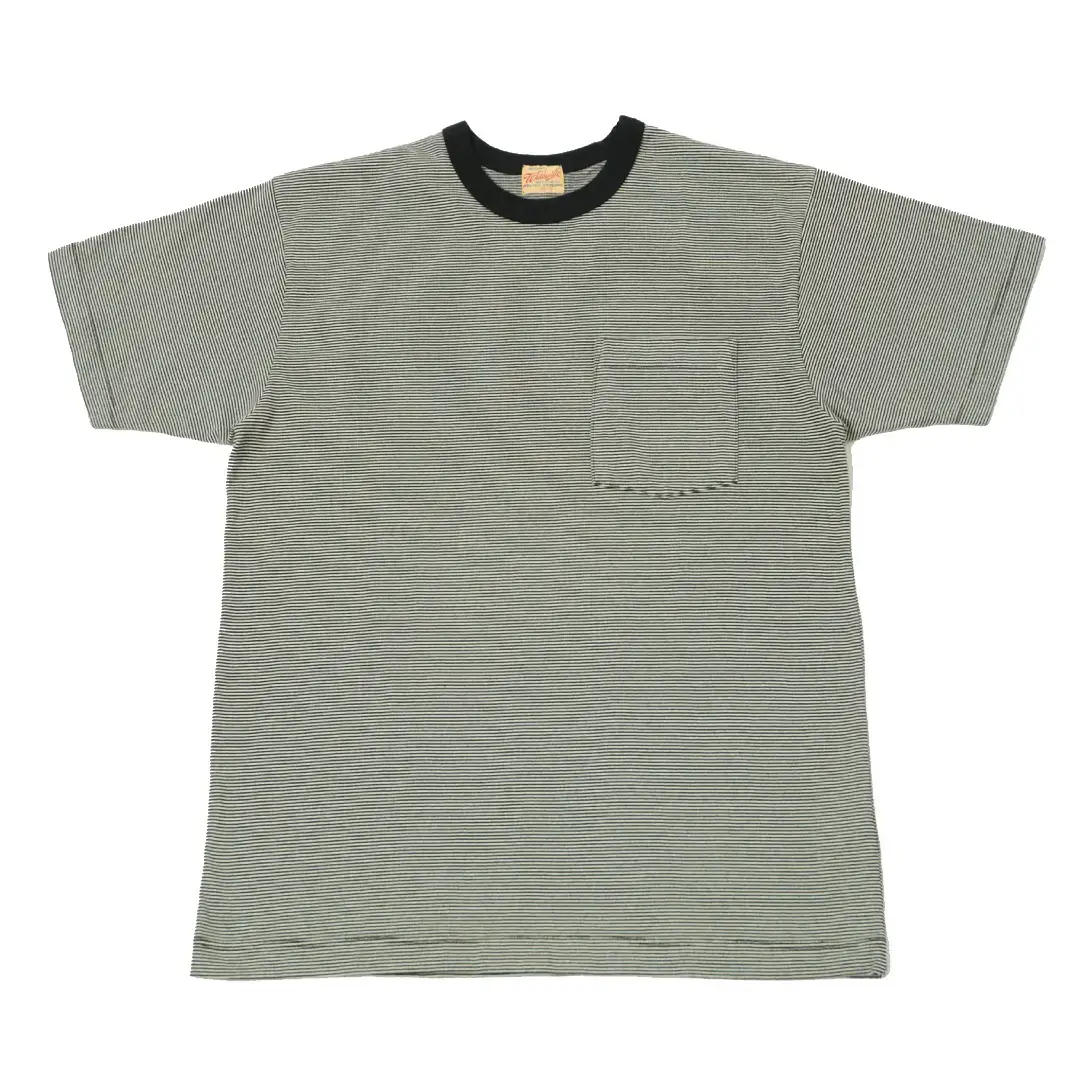 Fine Line Stripe Border T-Shirt Black Detail View