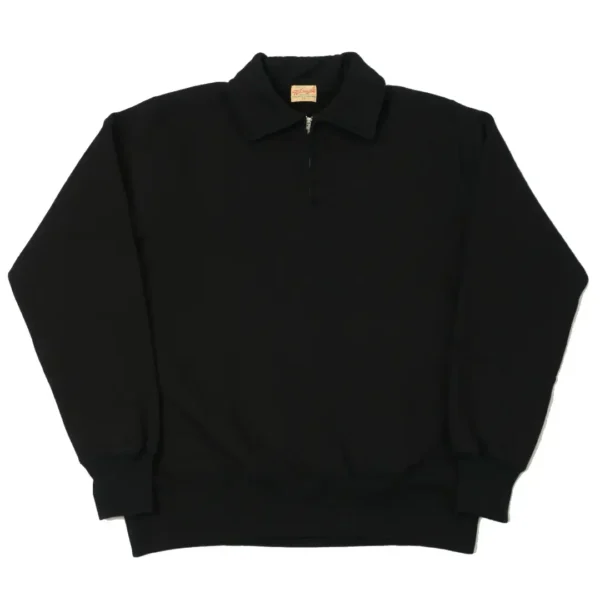Quarter Zip Sweatshirt Black Front View
