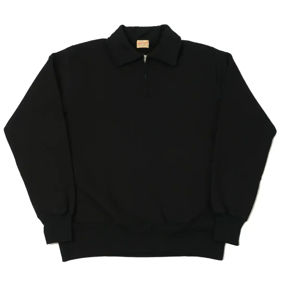 Quarter Zip Sweatshirt Black Front View