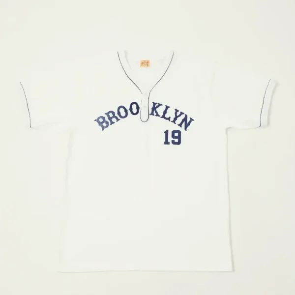 Whitesville 'Brooklyn' Baseball Henley T-Shirt - White Front View