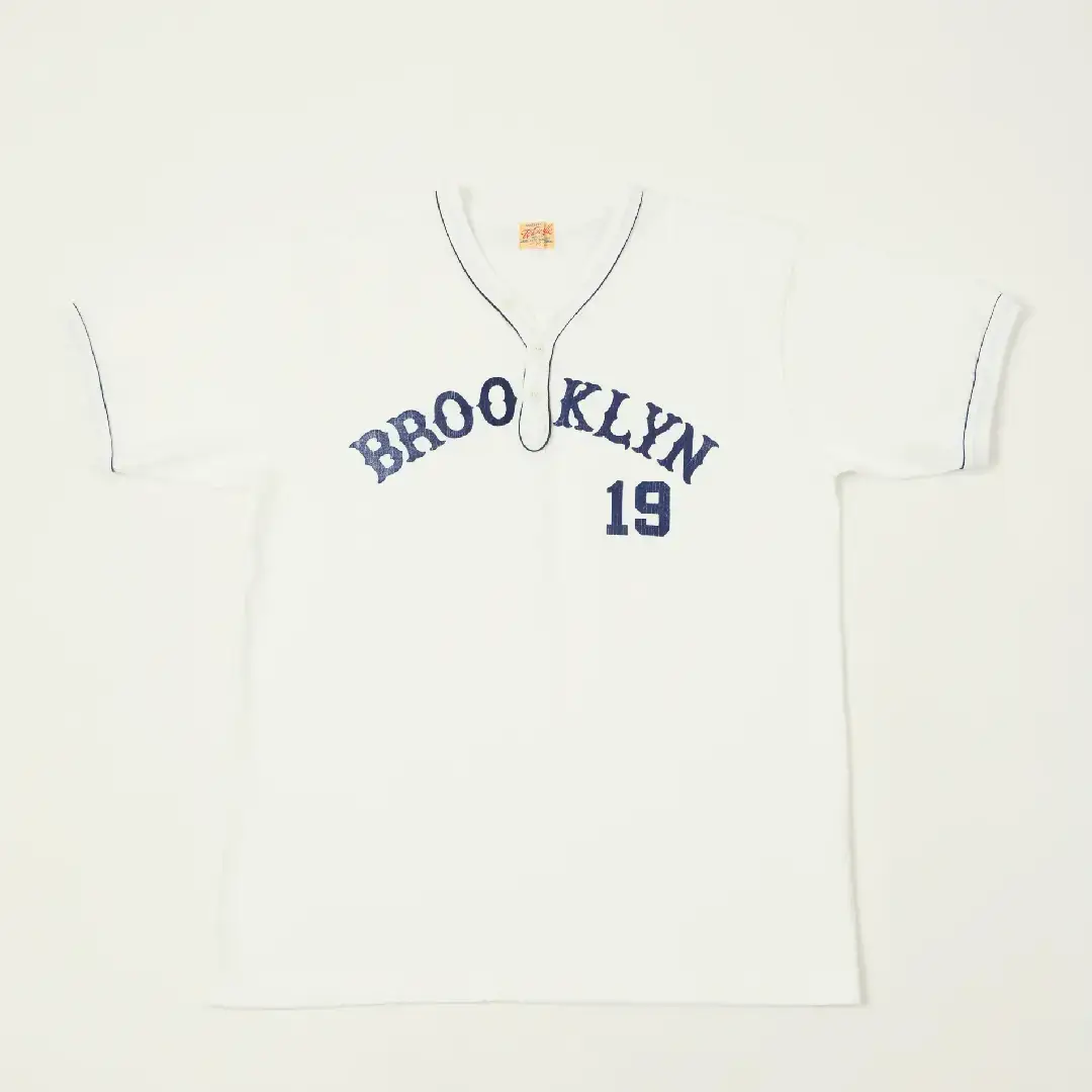 Whitesville 'Brooklyn' Baseball Henley T-Shirt - White Front View