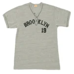 Whitesville 'Brooklyn' Baseball Henley T-Shirt – Heather Grey Front View