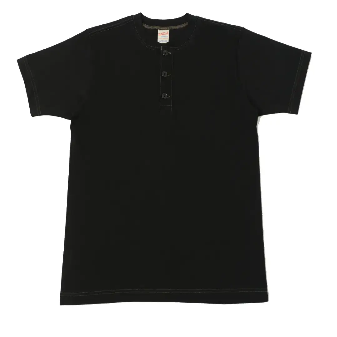 Whitesville Classic Henley T-Shirt – Black Front View