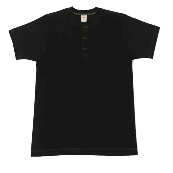 Whitesville Classic Henley T-Shirt – Black Front View