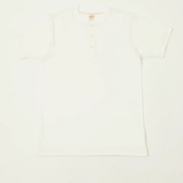 Whitesville Classic Henley T-Shirt – Off White Front View