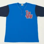 Whitesville Los Angeles Baseball Henley T-Shirt Royal Blue Front