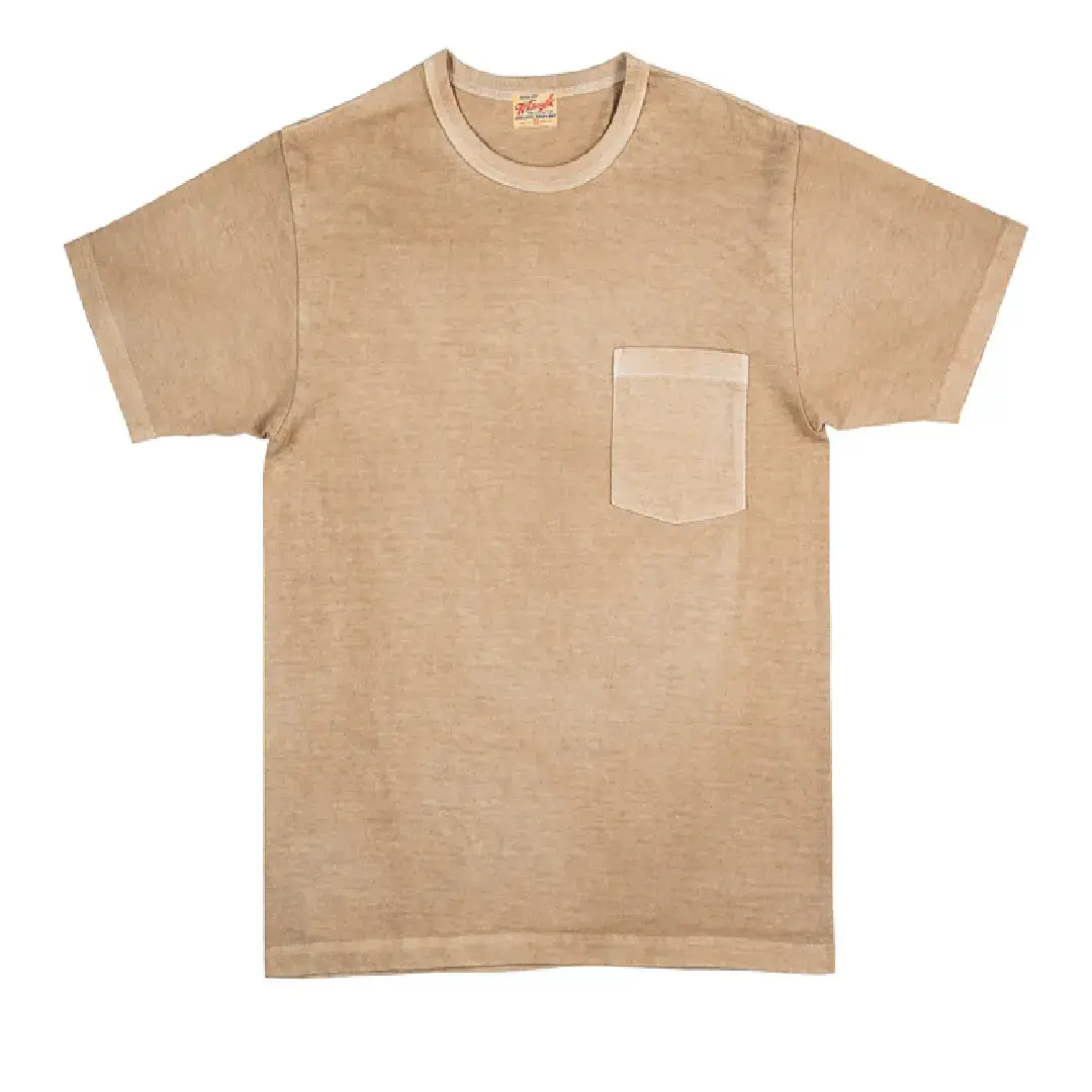 Whitesville Tubular Knit Pocket T-Shirt Pigment Dyed Beige front view (1)